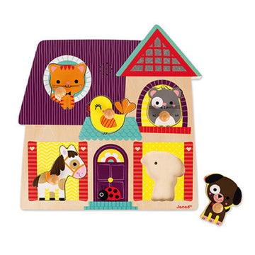 Puzzle encajable musical "Mis amiguitos los animales", Janod